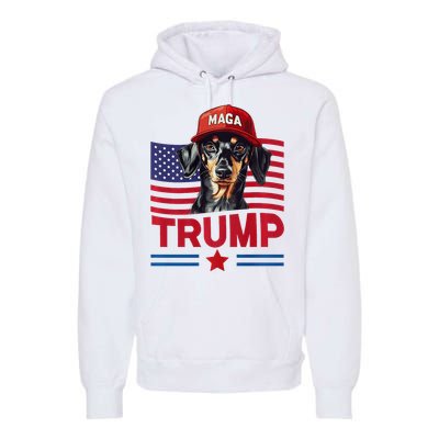 Even My Dog Loves Trump Funny Dachshund Maga Hat Premium Premium Hoodie