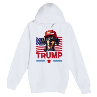 Even My Dog Loves Trump Funny Dachshund Maga Hat Premium Premium Pullover Hoodie