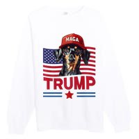 Even My Dog Loves Trump Funny Dachshund Maga Hat Premium Premium Crewneck Sweatshirt