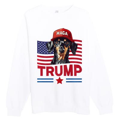 Even My Dog Loves Trump Funny Dachshund Maga Hat Premium Premium Crewneck Sweatshirt