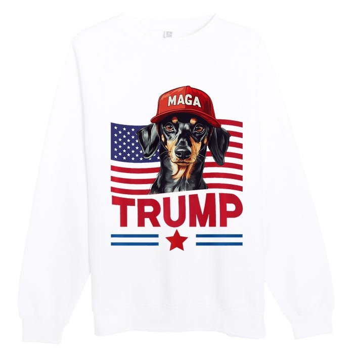 Even My Dog Loves Trump Funny Dachshund Maga Hat Premium Premium Crewneck Sweatshirt