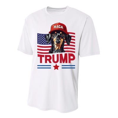 Even My Dog Loves Trump Funny Dachshund Maga Hat Premium Performance Sprint T-Shirt