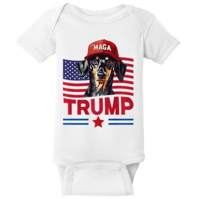 Even My Dog Loves Trump Funny Dachshund Maga Hat Premium Baby Bodysuit