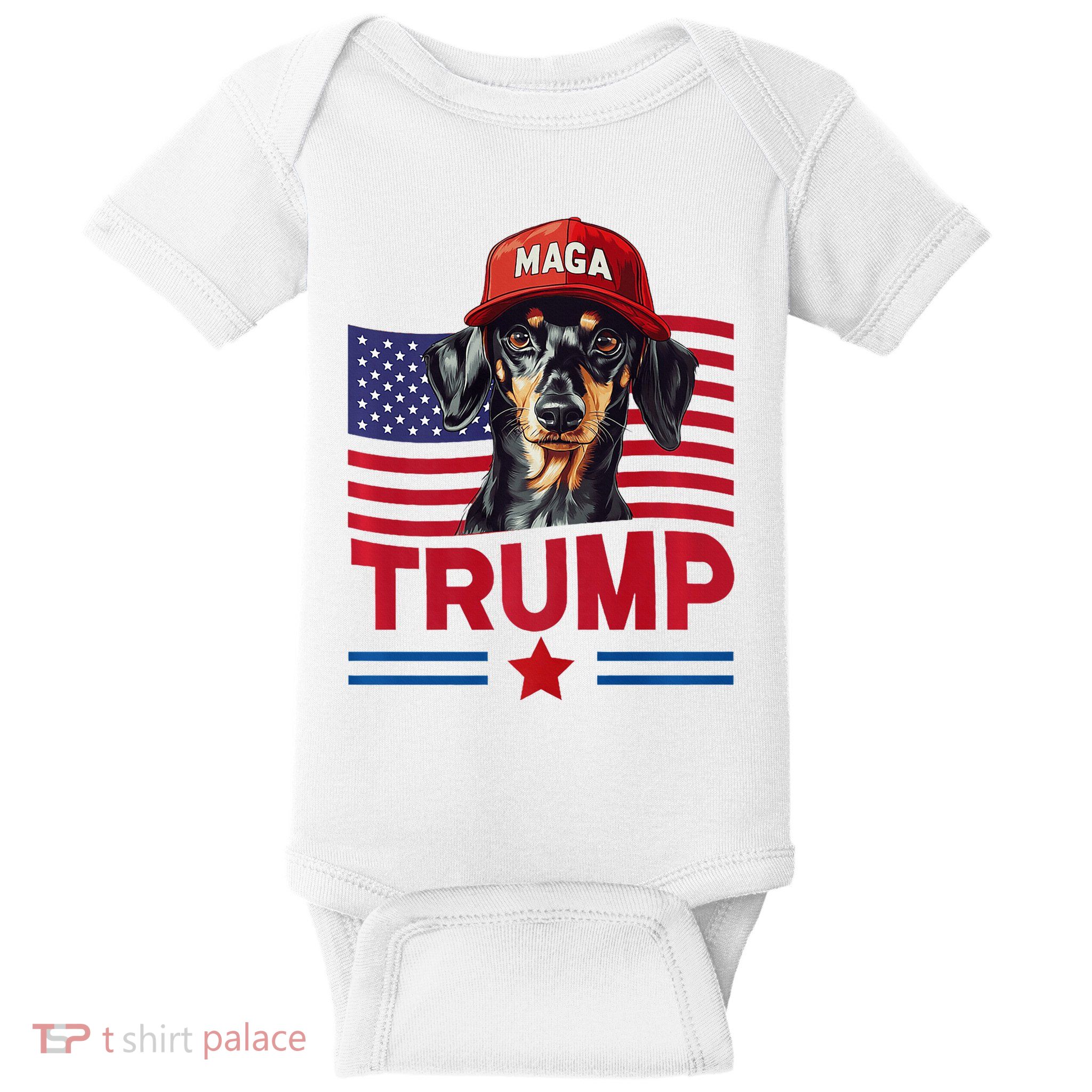 Even My Dog Loves Trump Funny Dachshund Maga Hat Premium Baby Bodysuit
