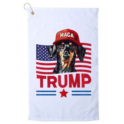 Even My Dog Loves Trump Funny Dachshund Maga Hat Premium Golf Towel