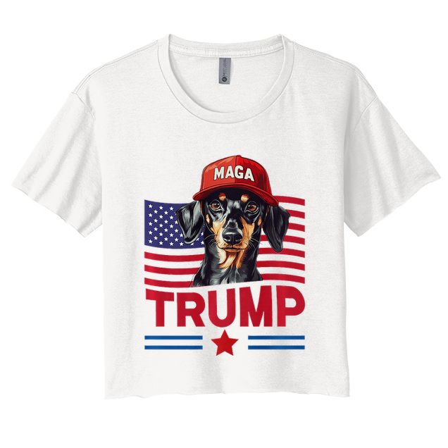 Even My Dog Loves Trump Funny Dachshund Maga Hat Premium Crop Top