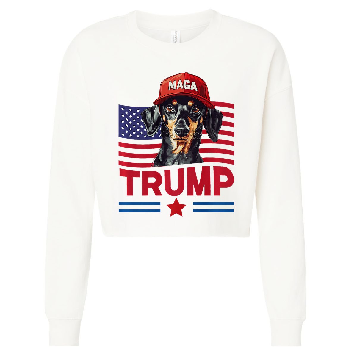 Even My Dog Loves Trump Funny Dachshund Maga Hat Premium Cropped Pullover Crew