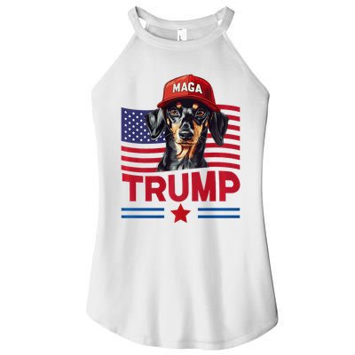 Even My Dog Loves Trump Funny Dachshund Maga Hat Premium Women's Perfect Tri Rocker Tank