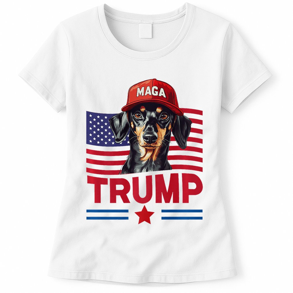 Even My Dog Loves Trump Funny Dachshund Maga Hat Premium Womens T-Shirt