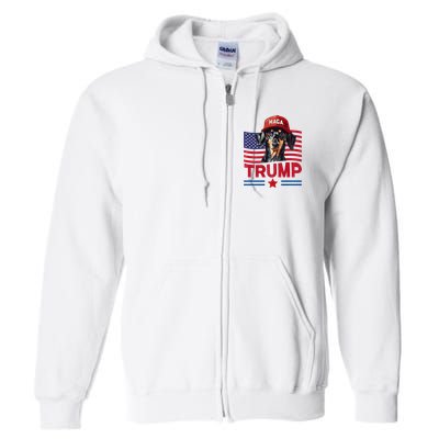 Even My Dog Loves Trump Funny Dachshund Maga Hat Premium Full Zip Hoodie