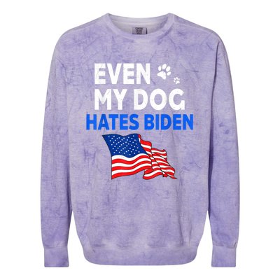 Even My Dog Hates Biden USA Flag Colorblast Crewneck Sweatshirt