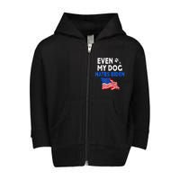 Even My Dog Hates Biden USA Flag Toddler Zip Fleece Hoodie