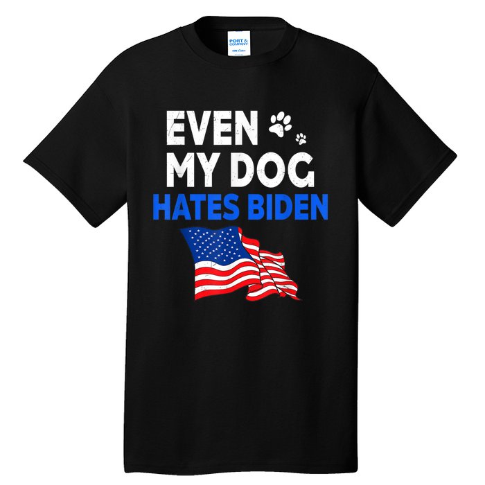 Even My Dog Hates Biden USA Flag Tall T-Shirt