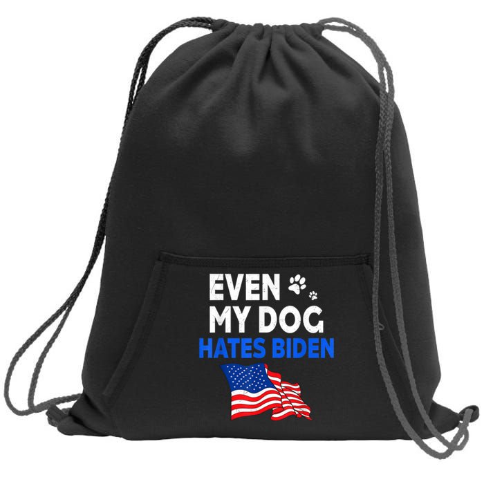 Even My Dog Hates Biden USA Flag Sweatshirt Cinch Pack Bag