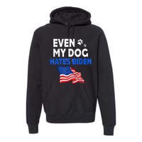 Even My Dog Hates Biden USA Flag Premium Hoodie