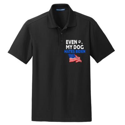 Even My Dog Hates Biden USA Flag Dry Zone Grid Polo