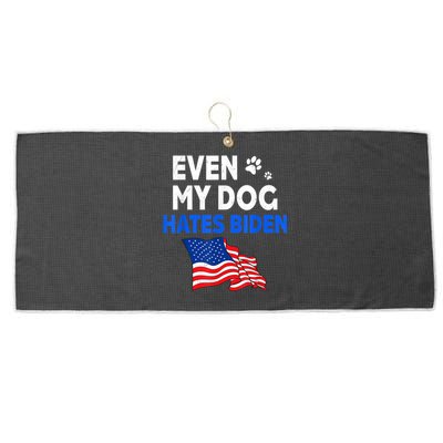 Even My Dog Hates Biden USA Flag Large Microfiber Waffle Golf Towel