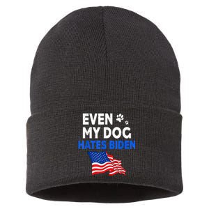 Even My Dog Hates Biden USA Flag Sustainable Knit Beanie