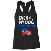 Even My Dog Hates Biden USA Flag Women's Racerback Tank