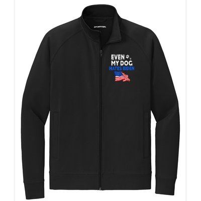 Even My Dog Hates Biden USA Flag Stretch Full-Zip Cadet Jacket