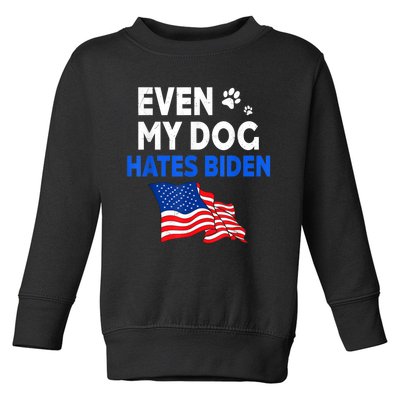 Even My Dog Hates Biden USA Flag Toddler Sweatshirt