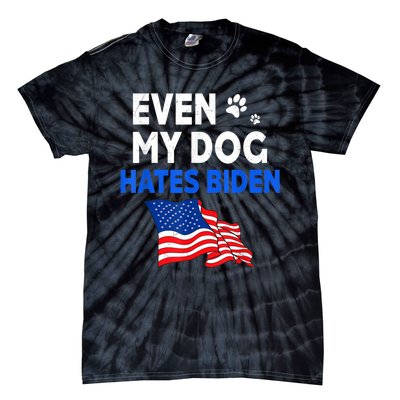 Even My Dog Hates Biden USA Flag Tie-Dye T-Shirt