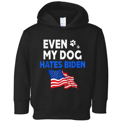 Even My Dog Hates Biden USA Flag Toddler Hoodie