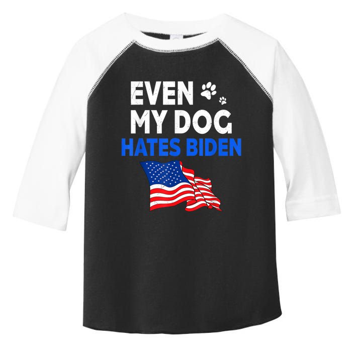 Even My Dog Hates Biden USA Flag Toddler Fine Jersey T-Shirt