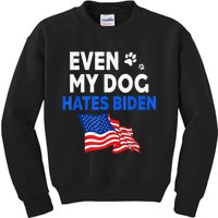 Even My Dog Hates Biden USA Flag Kids Sweatshirt