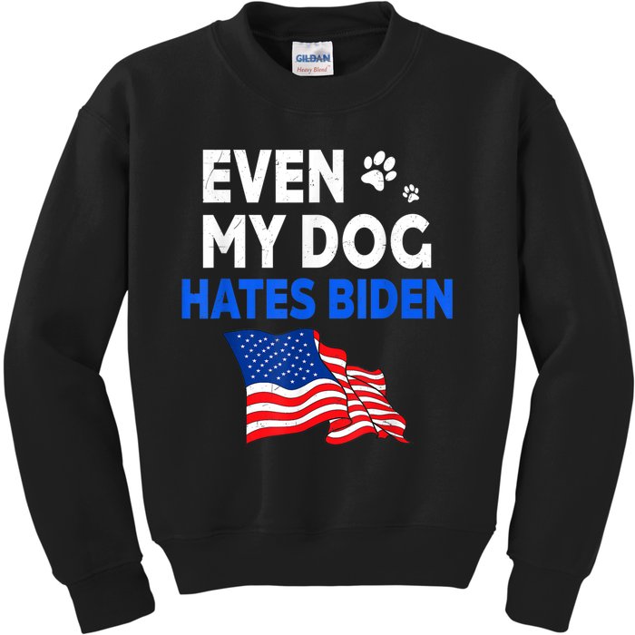 Even My Dog Hates Biden USA Flag Kids Sweatshirt