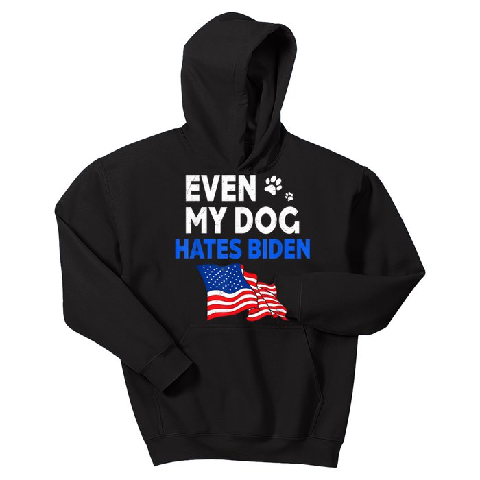 Even My Dog Hates Biden USA Flag Kids Hoodie