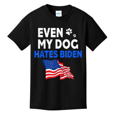 Even My Dog Hates Biden USA Flag Kids T-Shirt