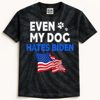 Even My Dog Hates Biden USA Flag Kids Tie-Dye T-Shirt