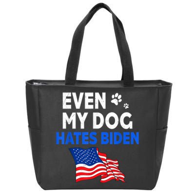 Even My Dog Hates Biden USA Flag Zip Tote Bag