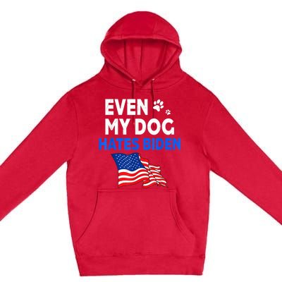 Even My Dog Hates Biden USA Flag Premium Pullover Hoodie