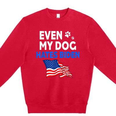 Even My Dog Hates Biden USA Flag Premium Crewneck Sweatshirt