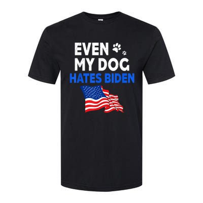 Even My Dog Hates Biden USA Flag Softstyle CVC T-Shirt