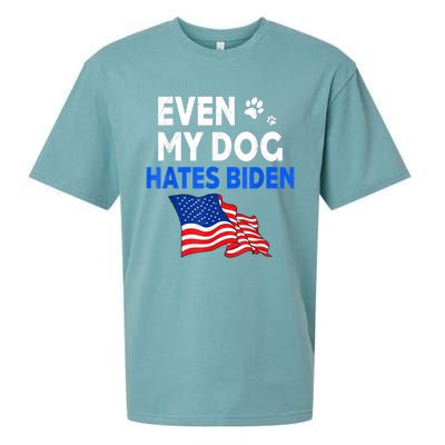 Even My Dog Hates Biden USA Flag Sueded Cloud Jersey T-Shirt