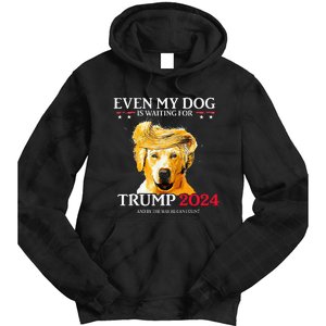 Even My Dog Is Waiting For Trump 2024 Tie Dye Hoodie