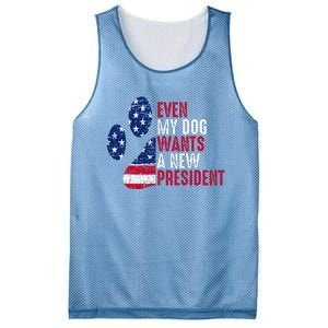 Even My Dog Wants A New President Dog Paw Mesh Reversible Basketball Jersey Tank