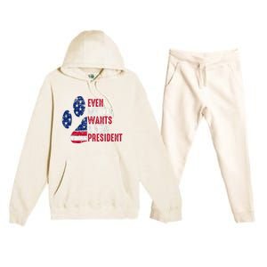 Even My Dog Wants A New President Dog Paw Premium Hooded Sweatsuit Set