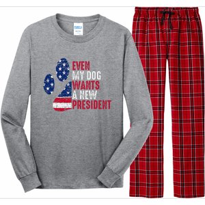 Even My Dog Wants A New President Dog Paw Long Sleeve Pajama Set