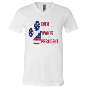 Even My Dog Wants A New President Dog Paw V-Neck T-Shirt