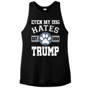 Even My Dog Hates Trump Funny Anti President Donald Trump Gift Ladies PosiCharge Tri-Blend Wicking Tank