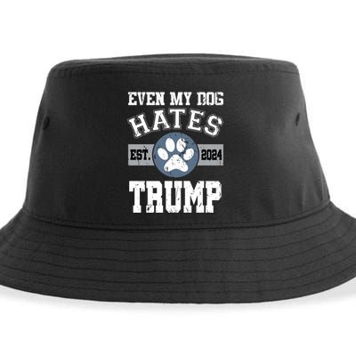 Even My Dog Hates Trump Funny Anti President Donald Trump Gift Sustainable Bucket Hat