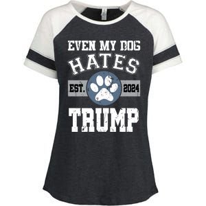 Even My Dog Hates Trump Funny Anti President Donald Trump Gift Enza Ladies Jersey Colorblock Tee