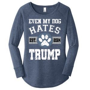 Even My Dog Hates Trump Funny Anti President Donald Trump Gift Women's Perfect Tri Tunic Long Sleeve Shirt