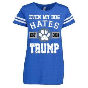 Even My Dog Hates Trump Funny Anti President Donald Trump Gift Enza Ladies Jersey Football T-Shirt