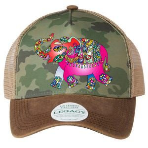 Elephant Mandala Design Colorful Rainbow Psychedelic Legacy Tie Dye Trucker Hat