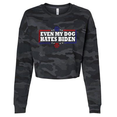 Even My Dog Hates Biden Shirt Funny Anti President Joe Biden Cropped Pullover Crew